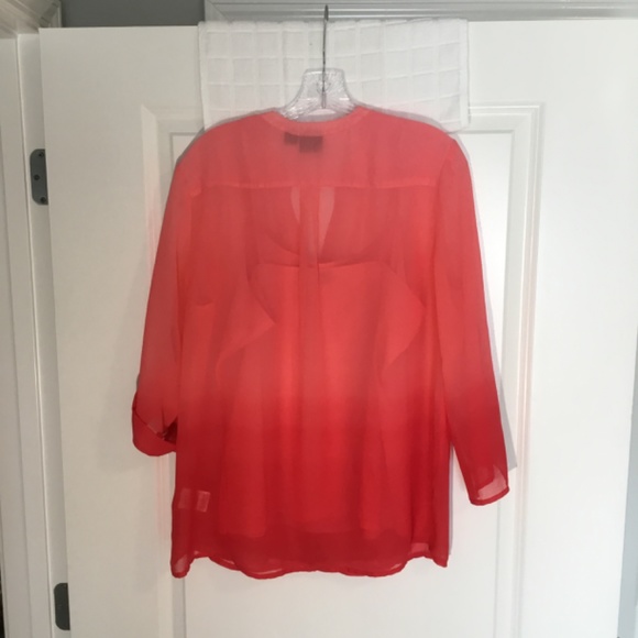 Covington Ladies Gradient Color Change Blouse Comes With Camisole Coral Size L - Picture 2 of 7
